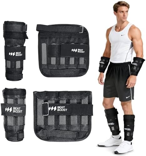 Ankle Wrist Weights 4lb/10lb/15lb/20lb/25lb/30lb BeatBoost Adjust...