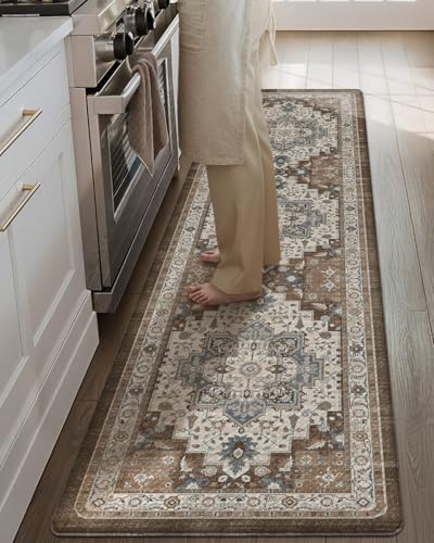 Alfombra cocina vintage boho de 60x220 cm con cojín antifatiga e impermeable 2