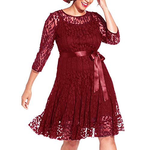Buy Mdhwfcubcfu Womens One Piece Dress Sexy 19 Hot Soft Women S Floral Lace Composition 3 4 Sleeves Pattern P Red At Amazon In