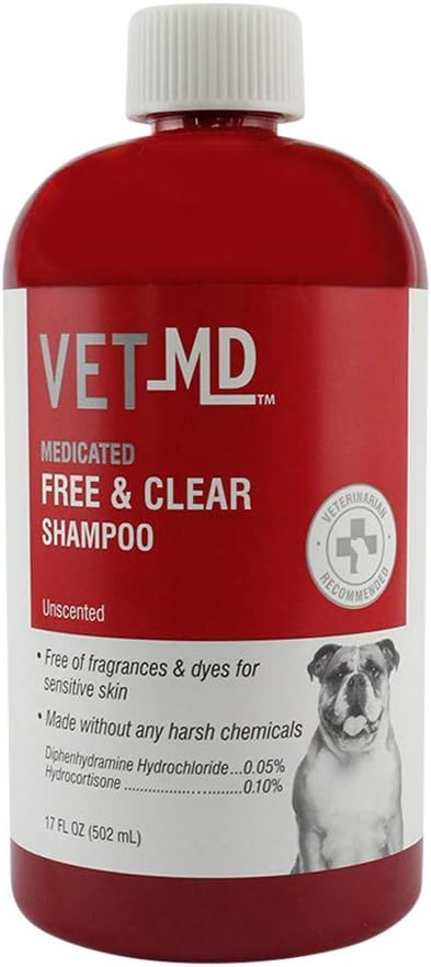 VetMDMedicated Shampoos and Sprays for All Dogs Best Medicated Shampoo for Dogs with Sensitive Skin Free & Clear Shampoo | Medicated Dog Shampoo for Pets