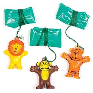 Baker Ross AV162 Mini Jungle Animal Parachutes Speelgoed (Pack van 8) Parachute Voor kinderen Imaginative Play,Asst…