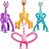 Telescopic Suction Cup Giraffe Toy, Pop Tubes Sensory Toys for Toddlers, Fidget Toys for Anxiety Kid