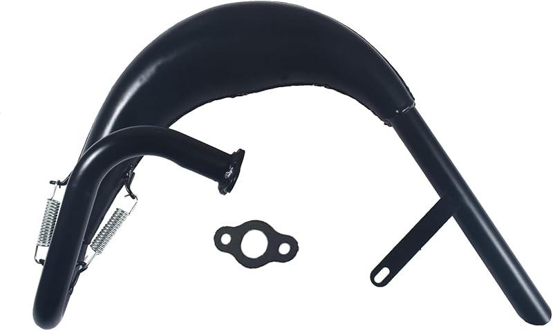 Junta de silenciador de tubo de cámara de expansión de silenciador de escape de alto rendimiento | para motor de 2 tiempos, 50 cc, 66 cc, 80 cc, 100 cc, motor de bicicleta motorizada a gas, color negro