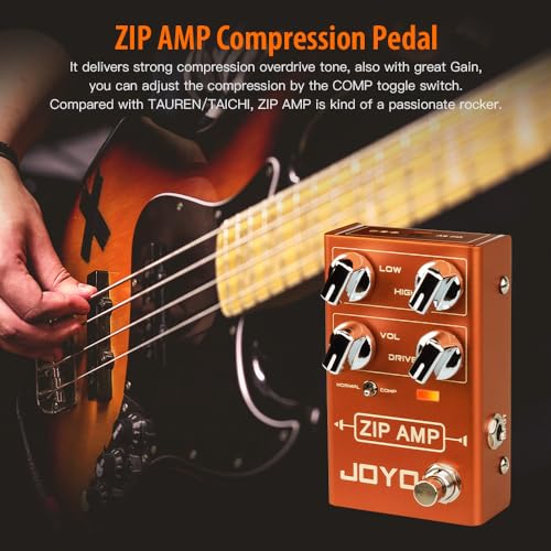 Image of JOYO Compression Overdrive Guitar Pedal, 3-Mode COMP Toggle from Clean Boost to Rich Crunch with 2-Band EQ, True Bypass (ZIP AMP R-04)