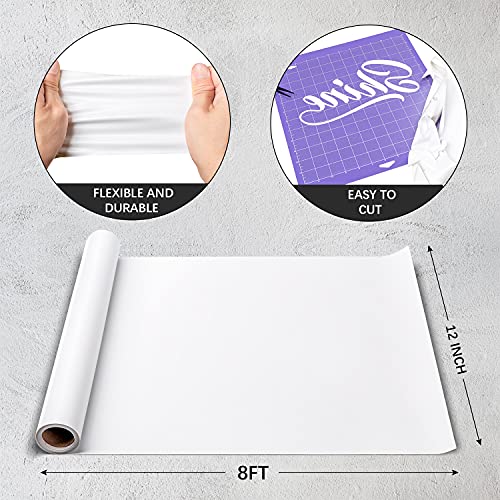 Finewind Htv Heat Transfer Vinyl Roll - 12" X 8 Ft Iron On Vinyl For All Cutter Machines Easy To Cut And Weed White Heat Transfer Vinyl For Shirts, Pillows, Hand Bags, Hats (Purple) #TOP3