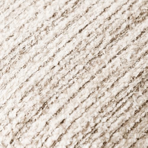 Image of Foindtower Set of 2 Faux Fur Textured Modern Throw Decorative Pillow Covers Square Accent Striped Cushion Sherpa Boho Farmhouse Pillowcase for Couch Sofa Living Room Home Decor 20x20 Inch,Ivory