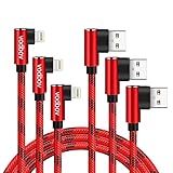 Mfi Certified vodbov iPhone Charger Right Angle 3pack 10ft 6ft 4ft USB A to Lightning Braided 90°...