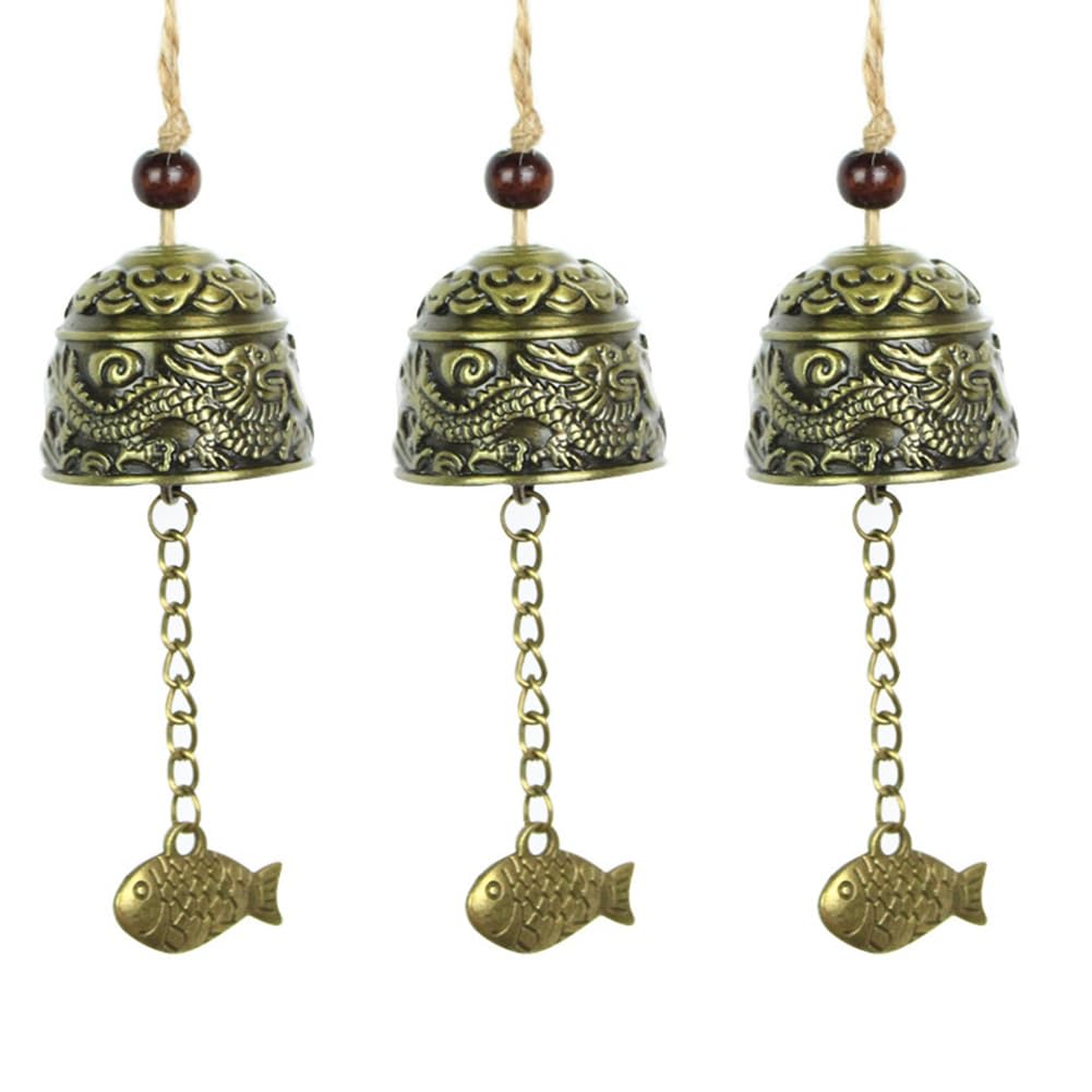 Vjsujehgy Vintage Engraved Wind Chimes Courtyard Garden Decorative Wind Chimes Outdoor Pendants Temple Ornaments