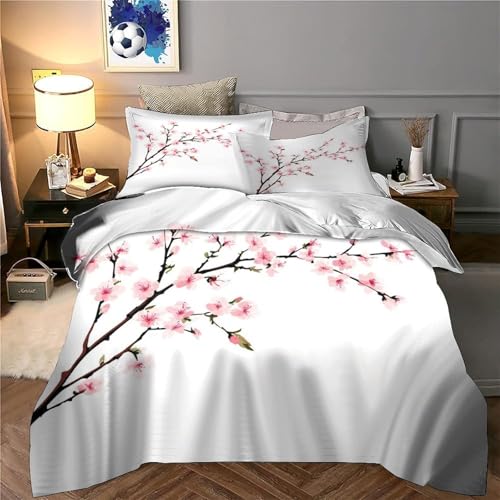 Housse de couette fleurs de cerisier 140x200 parure lit microfibre - 6