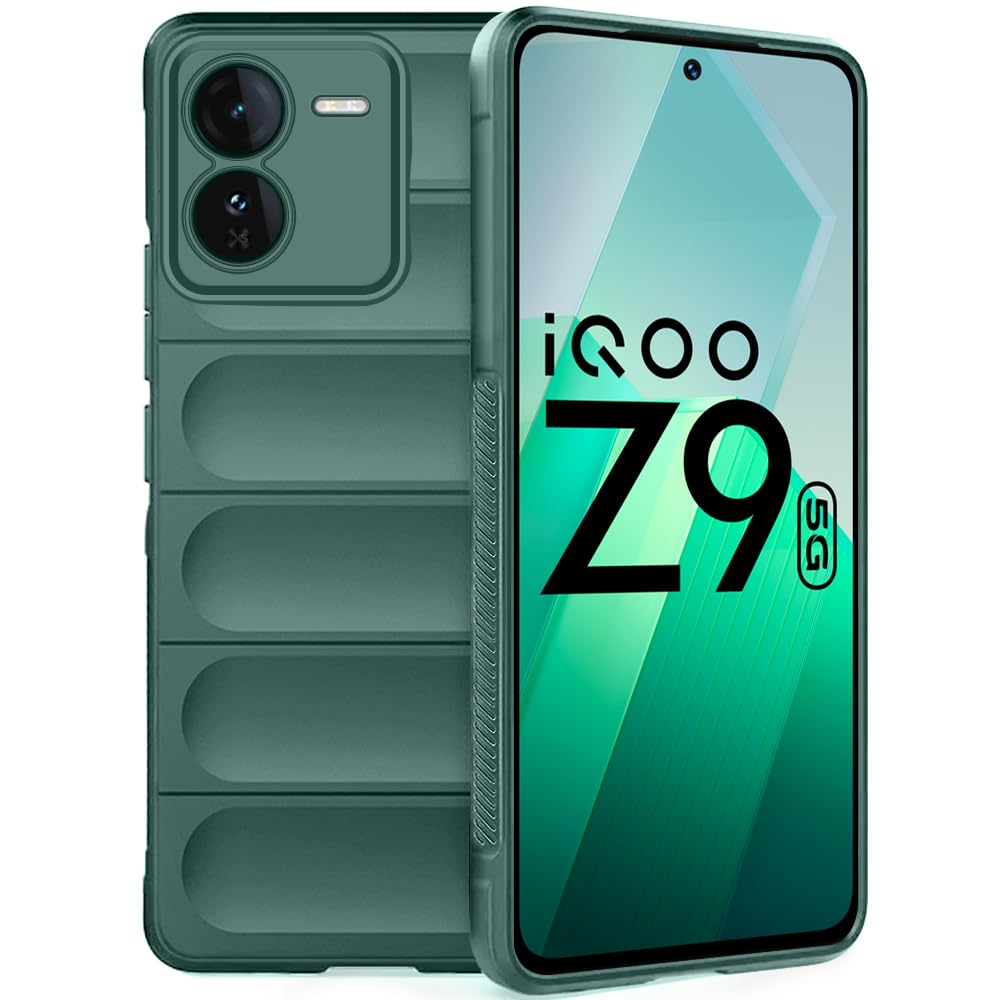 TheGiftKart Liquid Silicon Back Cover Case for iQOO Z9 5G | Shockproof Military Grade Protection | Micro-Fibre Cloth On Inner Side | Built-in Anti-Slip Grip iQOO Z9 5G Back Cover (TPU, Green)