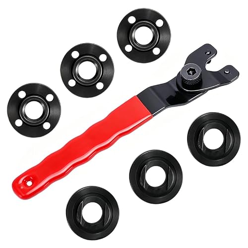 hzexun Schleifer Flansch Winkelschlüssel & 7 Schnellspannmutter, 125 mm, Schlüssel für Winkelschleifer, Flansch, Schleifschlüssel, Universalschleifer, kompatibel mit Milwaukee Makita Bosch