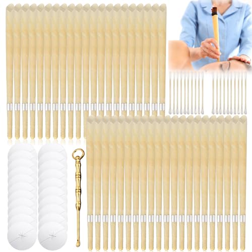 Juego de 42 velas para oídos: velas de oído de cera de abejas, juego de velas para oídos naturales, no tóxicas, cilíndricas, para limpiar las orejas (amarillo)