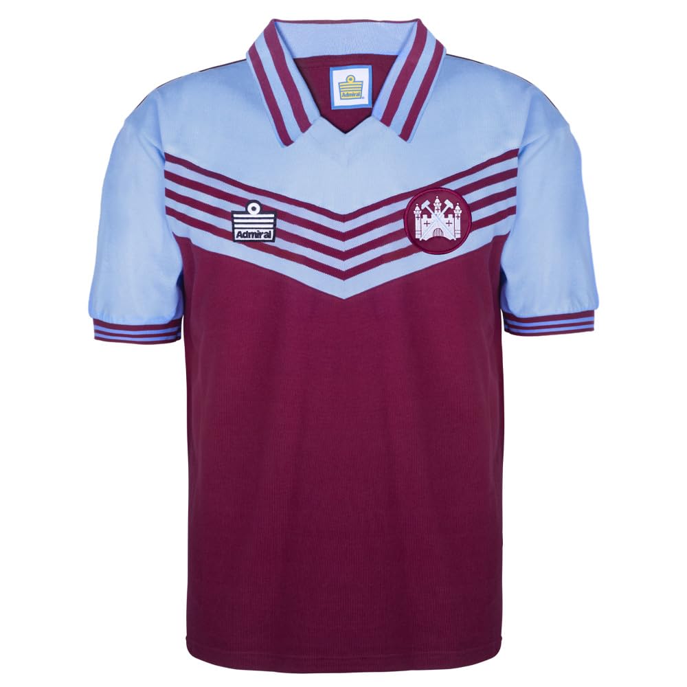 Score Draw Men's Claret/Sky West Ham United 1980 Admiral Retro Shirt Small Cotton