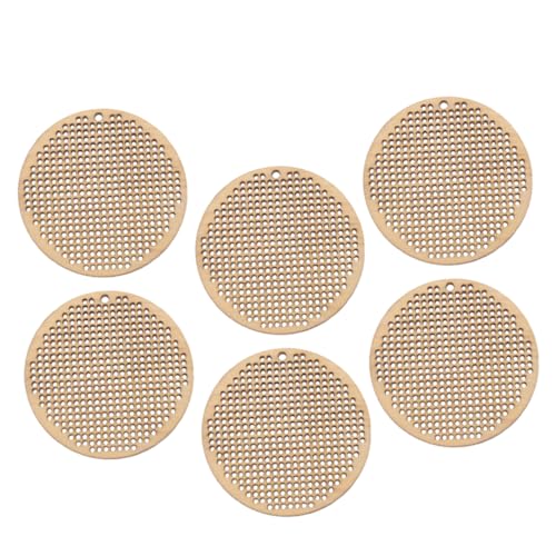 ERINGOGO Round Cross Stitch Chips 6pcs Mini Cross Stitch Wood Chips Craft Circle Ornament