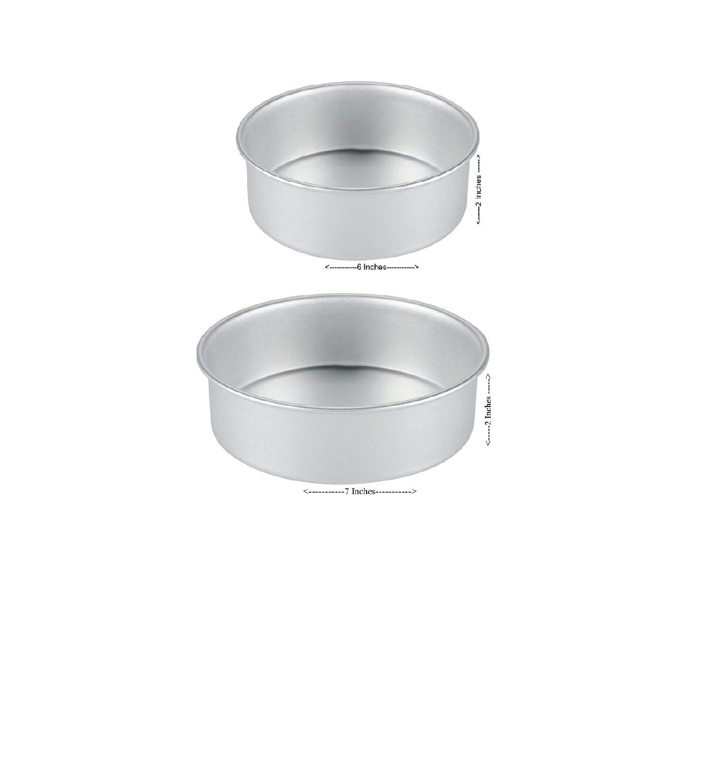 RInkle Trendz 6 inch and 7 inch Combo (Set of 2 pcs) Aluminum Cake Sponge Baking Mould for Microwave Oven 1/2 &1 kg Cake 1