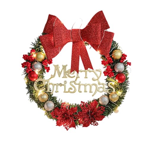 SELVFZ Couronne de Noël artificielle à suspendre au mur pour porte d'entrée, cheminée, fenêtre, intérieur et extérieur, multicolore, décoration de festival