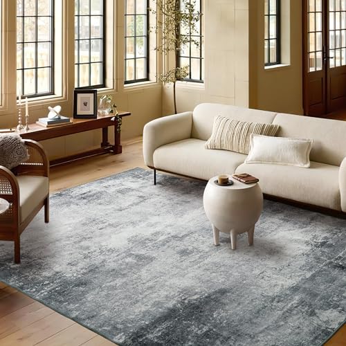 PONY DANCE Alfombras Dormitorio 160x230cm Alfombra Salón Pelo Corto Alfombras Antideslizante y Lavables Alfombra Vintage de Habitacion, Gris