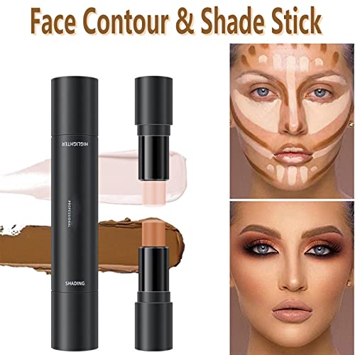 Face Cream Contour Stick Highlight-Creamy Contour -Bronzer Stick Illuminator Highlighter Set-2 In 1 Dual Contour Stick- Long Lasting Smooth Natural Matte Contour And Highlighter-Creamy Makeup Stick-Face Shade And Create 3D Face Look #TOP2
