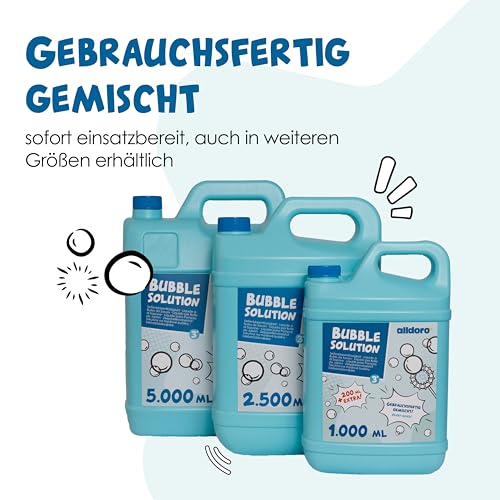 alldoro 60658 Seifenblasen-Flüssigkeit Nachfüllflasche, Kanister mit 5 l gebrauchsfertig, für Riesenseifenblasen, Blue