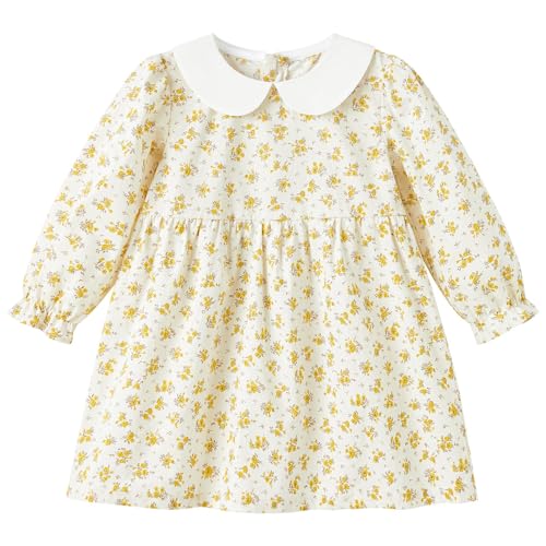Image of pureborn Baby Toddler Girl Dress Short and Long Sleeve Cotton Playwear Dresses 0-6T