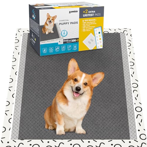 Image of ZOMISIA Charcoal Puppy Pee Pads for Dogs, 22 inchx22 inch 100 Counts + 2 Extra Health Monitoring Pads - Disposable Dog Potty Training Pads, Odor-Control, Super Absorbent & Leak-Proof