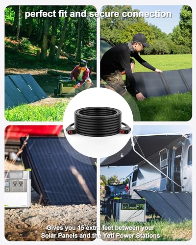 30-Foot for Goal Zero High Power Port Extension Cable Connects 200+ Solar Panel to Yeti 1000+ Black - Image 4