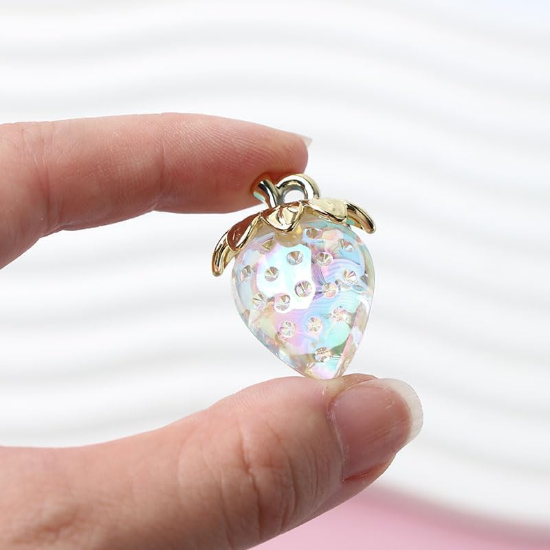 Ximimark 12pcs,Summer Fruit 3D Strawberry Resin Charms Pink Cute Strawberry Pendants DIY Can Be Made Into Necklaces, Earrings, Pendants, Keychains, Etc - Image 3