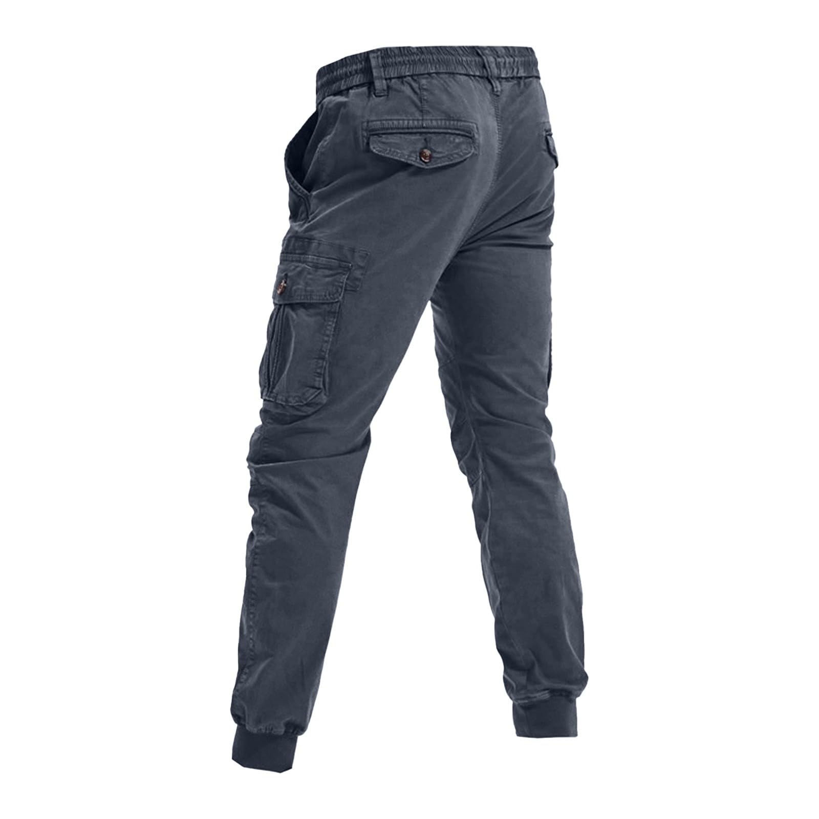 Generisch Arbeitshose Herren Mit Gummibund, Arbeitshose Herren Mit Gummibund, Chinohose Mit Bündchen Freizeithose Viele Taschen Cargopants Leichtgewichts Herrenhose Einfarbig Trainingshose Baggy