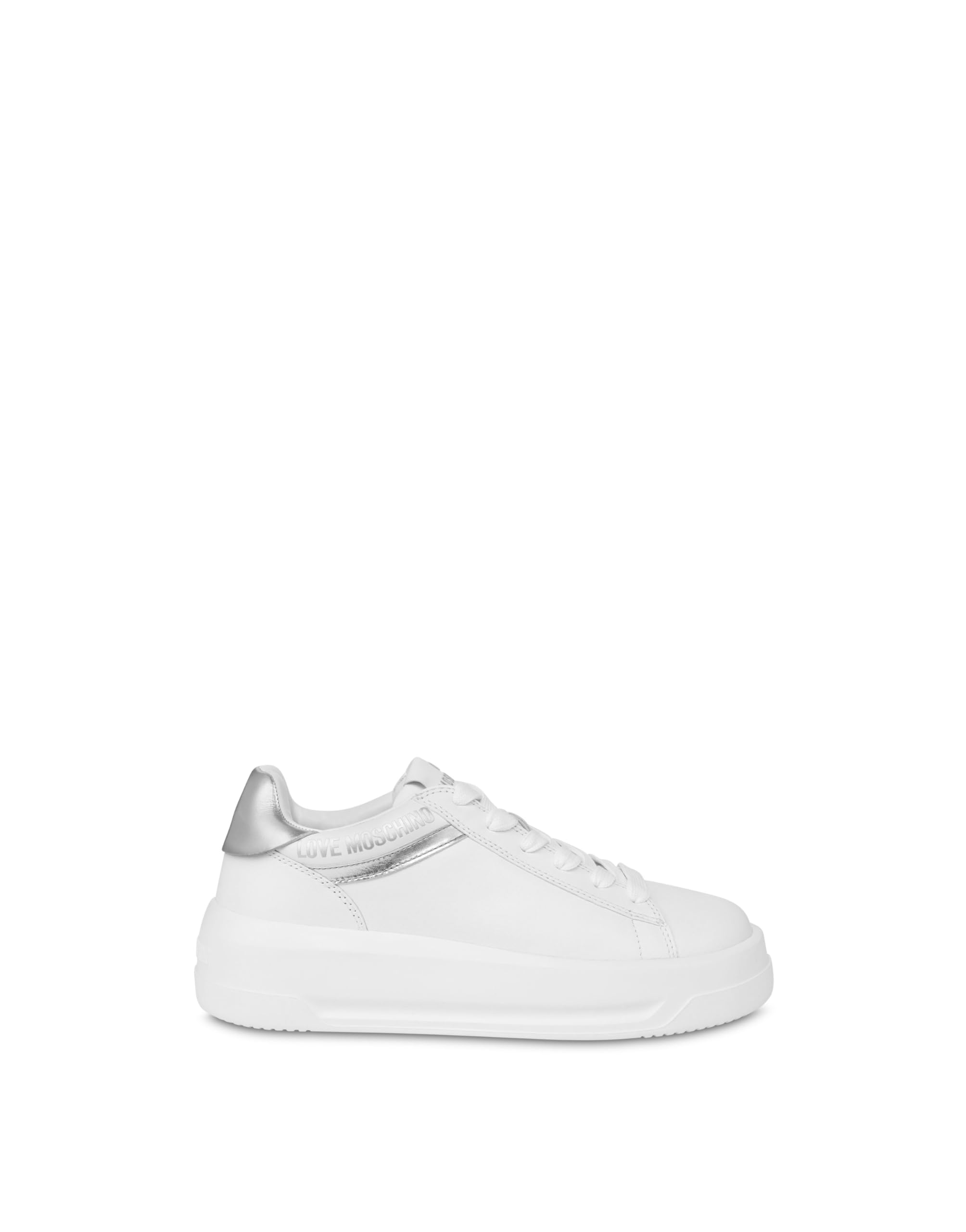 Love Moschino Women's White Bianca E Argento Trainers - Sneakers - 6 Uk - Shoes