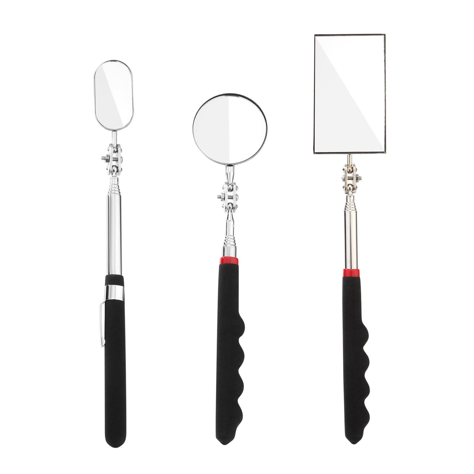 3-tlg. Teleskop Inspektionsspiegel Set - Ausziehbare Spiegel Bis 86cm Für Auto & Mechanik