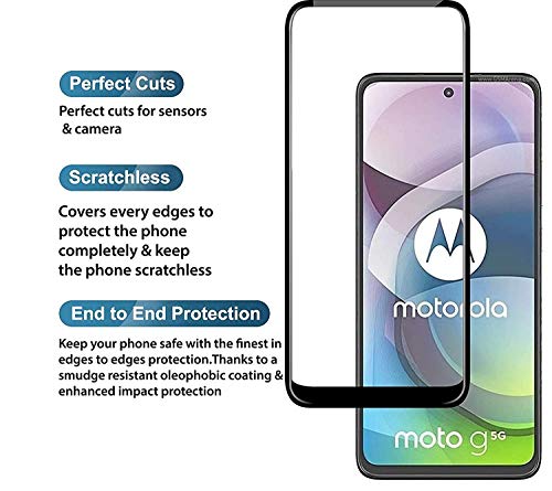 Image of Screen Protector for Motorola Moto G-5G (Black) Tempered Glass Edge-to-Edge 6D Screen Guard With Installation Kit