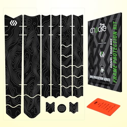 Chooee Road Bicycle Frame Protection Gravel Bike Frame Protector Total Road Bike Frame Guard 20 Piece Set Frame Wrap for Upper/Down Tube Chainstay Forks Black