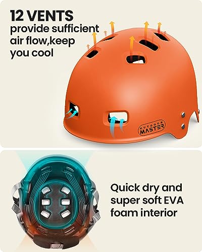 Image of OutdoorMaster Kayak Helmet, Adjustable Surf Helmet with Ear Pads | ABS + EVA, Quick-dry, 12 vents, Dial adjust, 304 stainless steel rivets, Fits 50-63cm, for water sports, Boating /Surfing