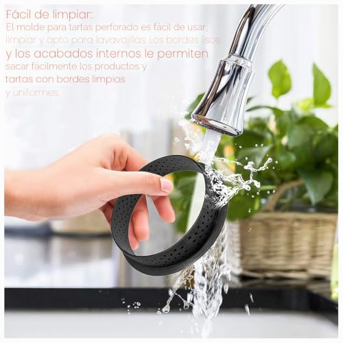 Miniatura 4 de Giak Moldes Para Tartas Perforadas Del Molde De La Torta Del Círculo De La Torta Herramienta De Decoración Molde De Pastel Bricolaje Para Hornear Mold 8 Piezas Con 1cepillo De Silicona