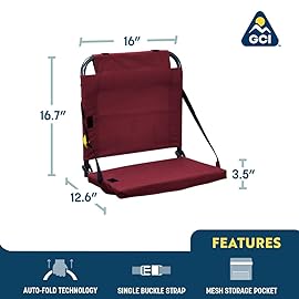 GCI Outdoor BleacherBack Stadium Seat with Adjustable Backrest, Red