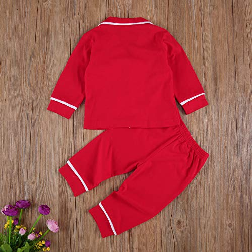 Springcmy Kid Girls Ruffle Cotton Pajamas Set Long Sleeve Lapel Down Shirts Flared Pants 2PCS Pjs Louge Sets Sleepwear4