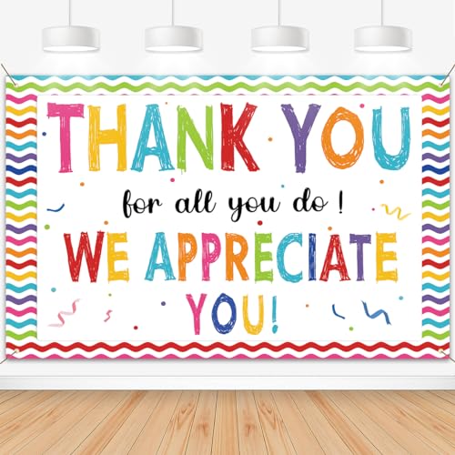Partydream Thank You for All You Do Backdrop We Appreciate You Banner Decoration Thank You Banner Background Employee Staff Appreciation Gifts Teacher Doctor Graduation Appreciation Party Decor