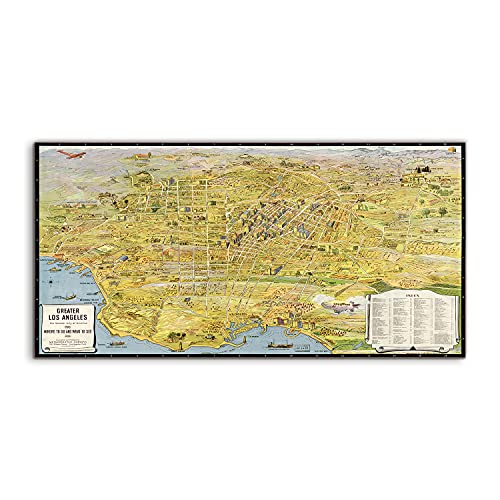 Tableau acrylique carte de Los Angeles 120x60cm pour habiller un grand mur vide de salon