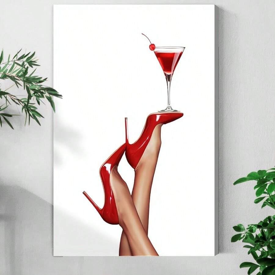 Affiche toile talons hauts rouges martini cadre 50x75cm
