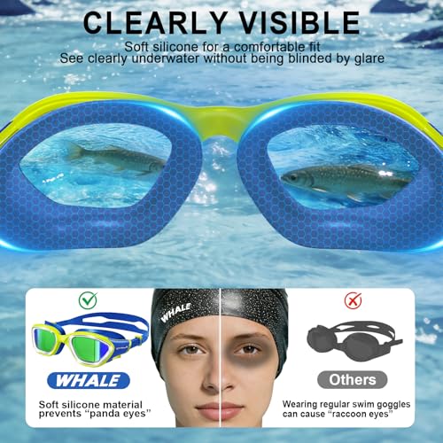 Image of Whale Swim Goggles Polarized Anti-Fog Lenses, Unisex | 100% UV Protection | Anti-Fog Goggles High Definition, Wide-Angle View