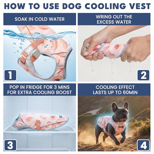 Image of Spark Paws Dog Cooling Vest - SPF 50 UV Sun Protection - Summer Heat Relief Gear for Dogs, Lightweight, Evaporative Cooling - Dog Anxiety Relief Vest During Hot Days - Peaches - Size XL