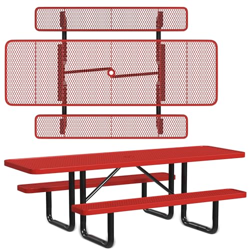 Leisure Craft Metal Picnic Table with Bench - 8 ft