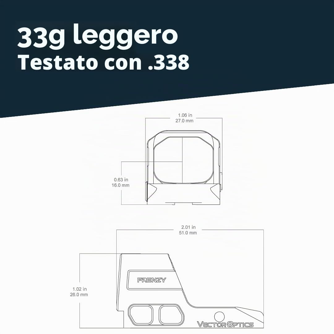 Vector Optics SCRD-81 Frenzy 1x16x21 Compatibile con Glock MOS Red Point Mirino per sport, airsoft e caccia, fucile ad aria, mirino obiettivo, mirino riflettente, Red Dot per mirare
