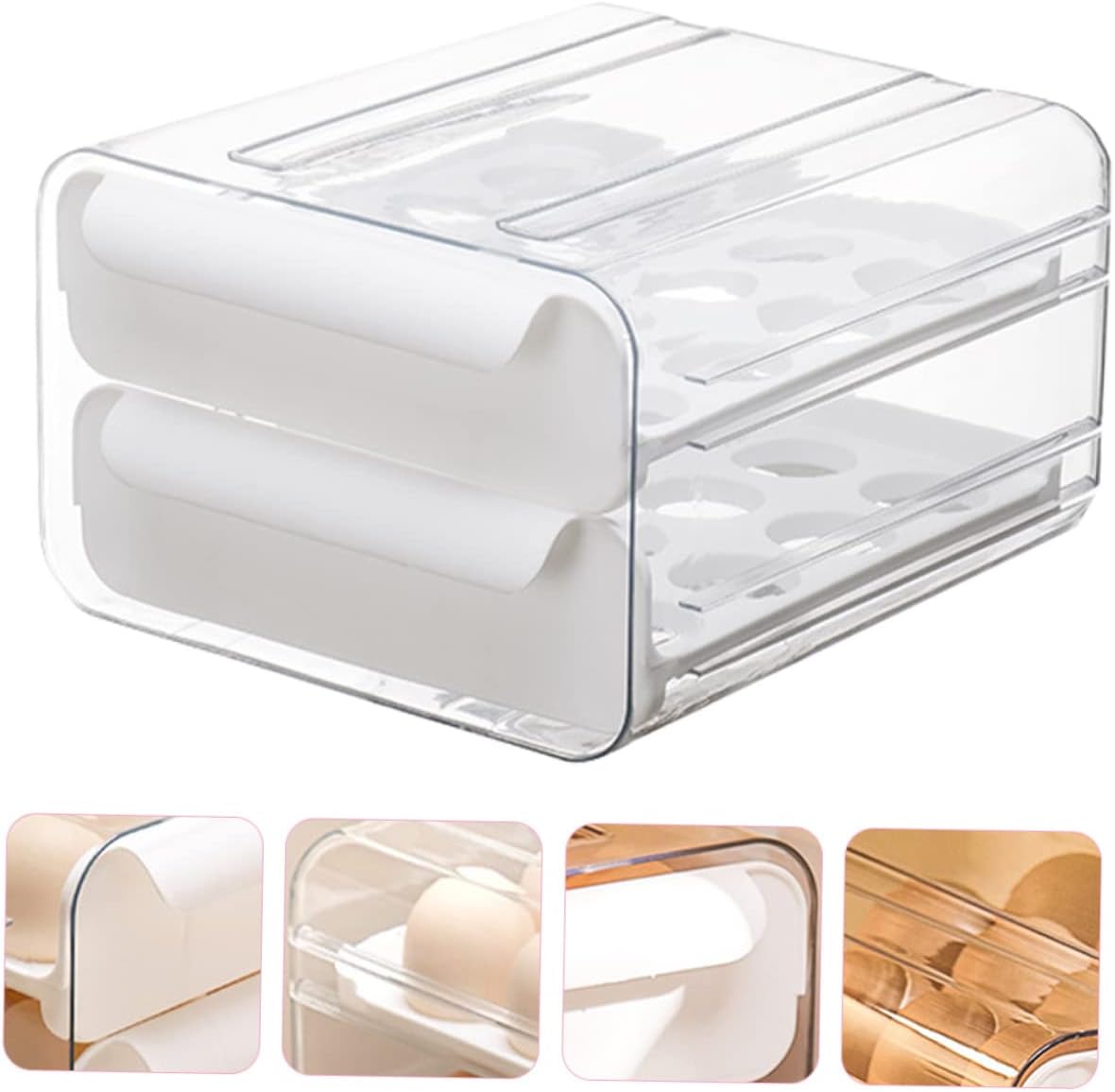 PRETYZOOM Cone Shape Egg Holder 32 Compartment Fridge Egg Storage Clear Pet Material