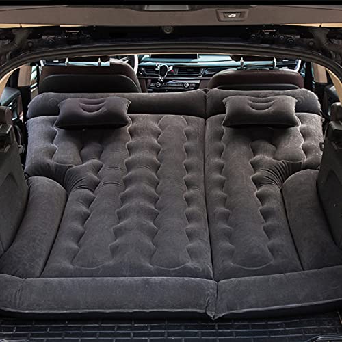 SIGOEC Auto Matratze Auto Bett Luftmatratze für BMW X1 X2 X3 X5 X7 iX1 iX3 Beflockter Stoff Einfach zu Säubern mit Luftpumpe e 2 Kissen(Color:Schwarz)