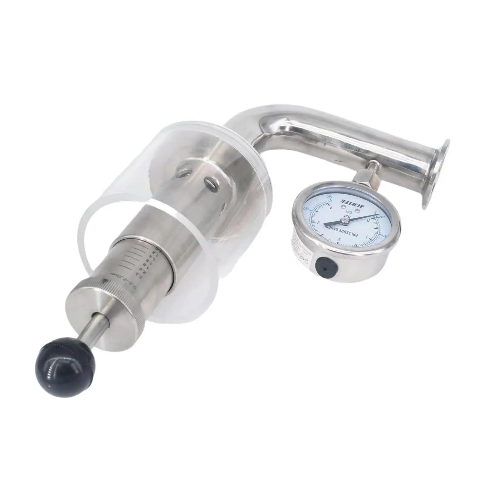 HDPHCRIUN 1.5" Tri Clamp 0.2-2.2 Bar 304 Stainless Steel Adjustable Pressure Relief Valve with Gauge