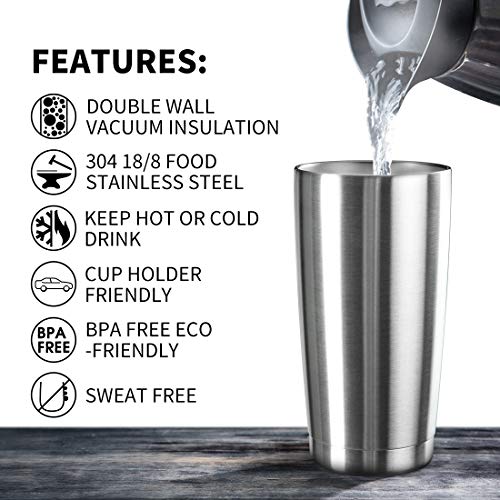 Ecomozz 20Oz Tumbler Bulk Stainless Steel Vacuum Insulated Tumblers With Lid Double Wall Travel Mug, Durable Powder Coated Coffee Cup, Suitable For Ice Drinks And Hot Beverage (Stainless Steel 12Pack) #TOP3