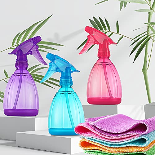 Dilabee Spray Bottles - 3 Pack - 12 Oz Water Spray Bottle For Hair, Plants, Cleaning Solutions, Cooking, Bbq, Squirt Bottle For Cats - Empty Spray Bottles - Bpa-Free - Multicolor #TOP5