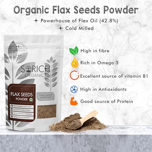 Image of Sorich Organics Cold Milled Flaxseed (Alsi) Powder 400g | Protein & Fiber | Supports Hair Growth & Skin Health | Natural Superfood for Weight Loss & Digestion | Gluten-Free