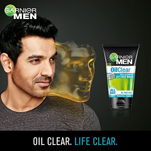 Image of Garnier Men, Face Wash, Brightening & Anti-Pollution, TurboBright Double Action, 150 g & Garnier Men Oil Clear Clay D-Tox Deep Cleansing Icy Face Wash, 100gm